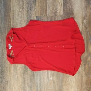 Express Red Button Up Collared Tank